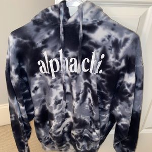 Blue and white Tye Dye Alpha Chi Omega hoodie